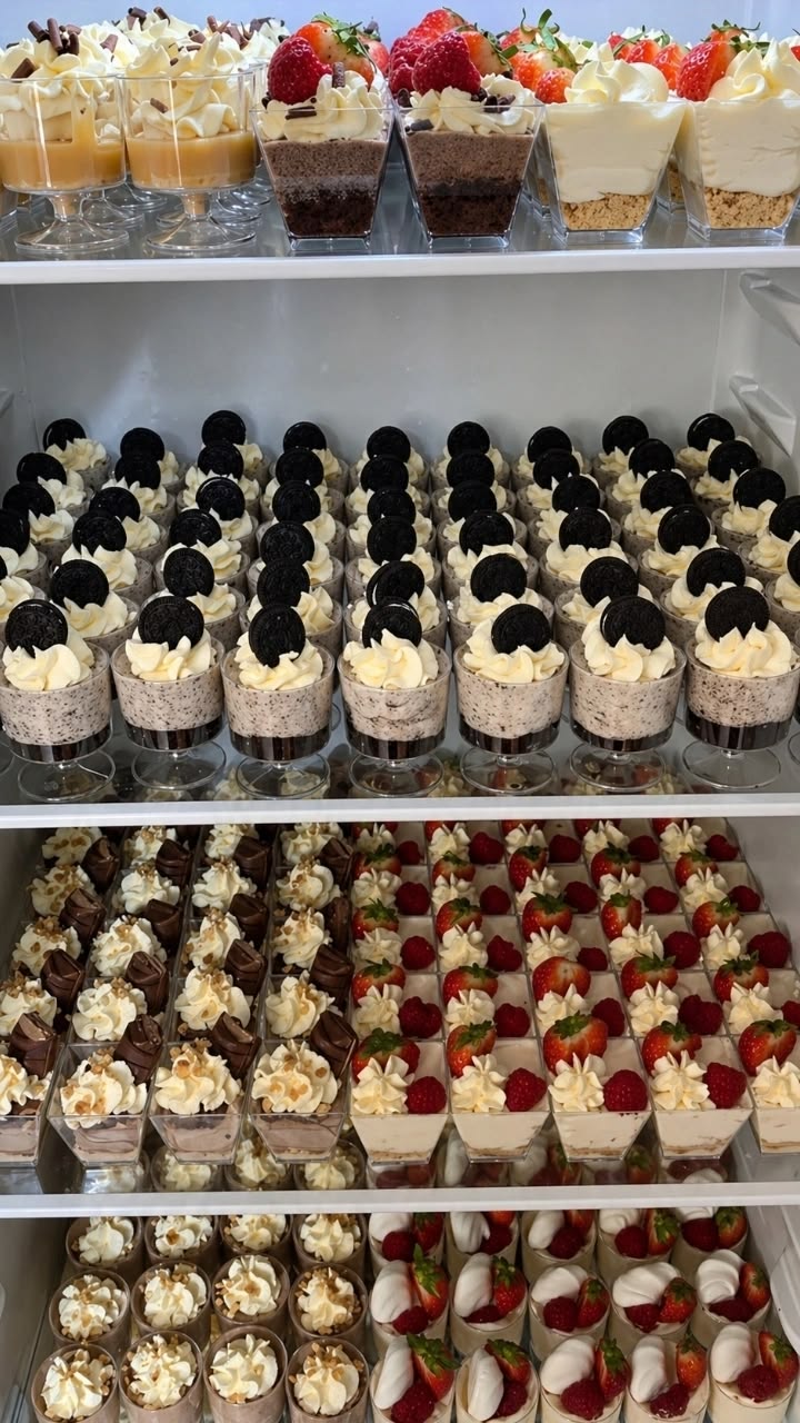 Verrines gourmandes assorties | Taasty Cakes Verrines gourmandes assorties — Un assortiment de verrines fraîches et gourmandes : tiramisu, chocolat, vanille, fruits rouges et douceurs façon Oreo. | Taasty Cakes